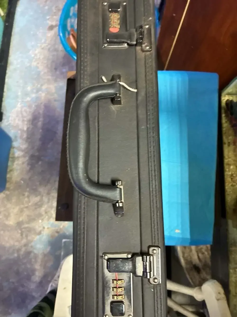 Vintage Black Hard Shell Attache Briefcase with Dual Combination Locks